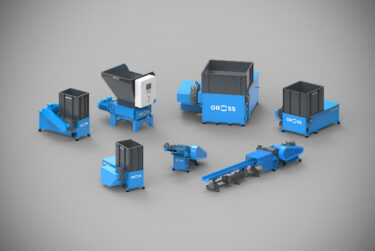 GROSS shredder portfolio machines on grey background